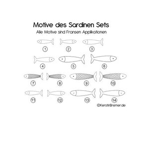 Stickdatei Sardine Set 10x10 Doodle Applikation Stickmuster Fische Bild 8