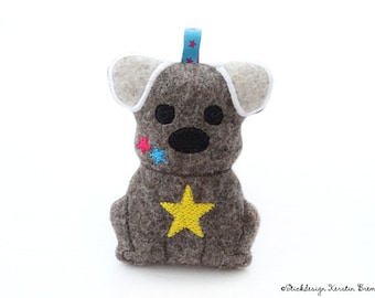 ITH Embroidery File Dog 10x10 (4x4) with Stars - Embroidery Pattern - Pendant, Stuffed Toy, Soft Toy, Fabric Dog, Pocket Tree,