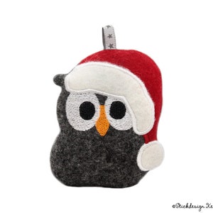 ITH embroidery file Santa Claus Owl 10x10 (4x4) - pendant, cuddly toy and decoration