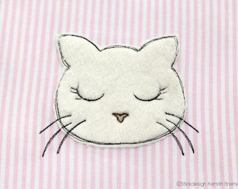 Stickdatei Katze schlafend 13x18 (5x7) Kätzchen Doodle Applikation Stickmuster