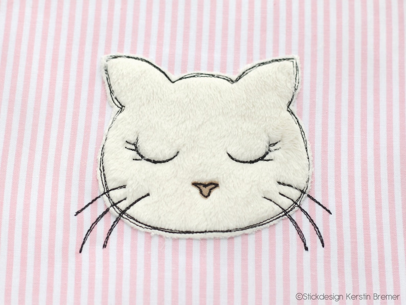 Stickdatei Katze schlafend 13x18 5x7 Kätzchen Doodle Applikation Stickmuster Bild 1