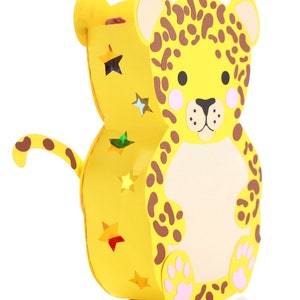 Leopard Laterne Bastelvorlage Kinderlaterne PDF Datei zum Ausdrucken und selber basteln. DIY für St. Martin Laternenumzug, Kinderzimmer Dekoration oder Mottoparty Kindergeburtstag.