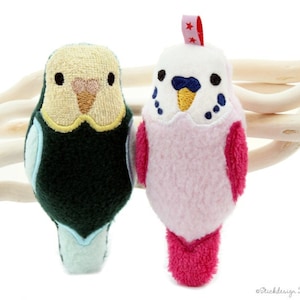 ITH embroidery file budgerigar set 10x10 (4x4) embroidery motifs, parakeet pendant embroidery pattern, key ring, bag pendant, garland, mobile