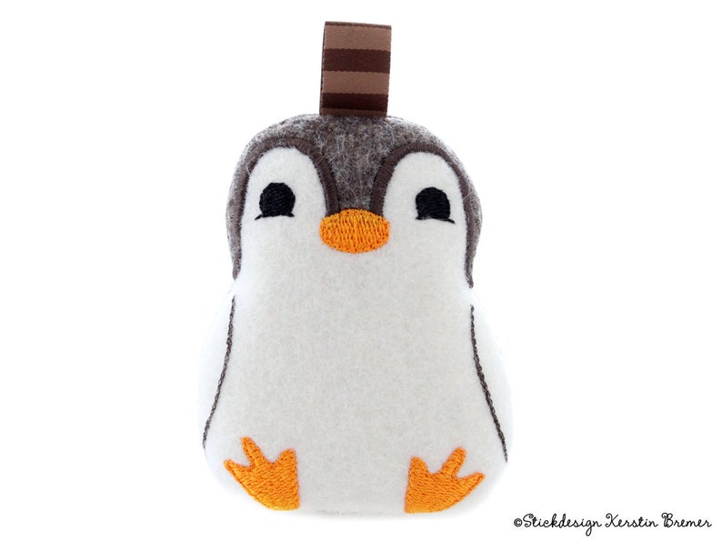 ITH Embroidery File Penguin Belle ITH 13x18 5x7 Fabric Penguin Embroidery Pattern, Pendant, Stuffed Animal, Cuddly Toy, Pocket Tree, Keychain image 1