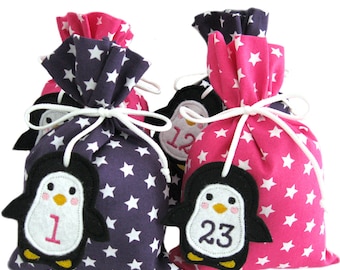 ITH Stickdatei Adventskalenderzahlen Anhänger Set | Pinguin Adventskalender Zahlen In the Hoop Stickmuster für Stickmaschinen