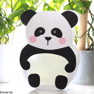 Pandabär Laterne SVG DXF Plotterdatei mit Bastelanleitung zum Download, Martinslaterne Vorlage St Martin basteln Laternenfest, Kinderlaterne