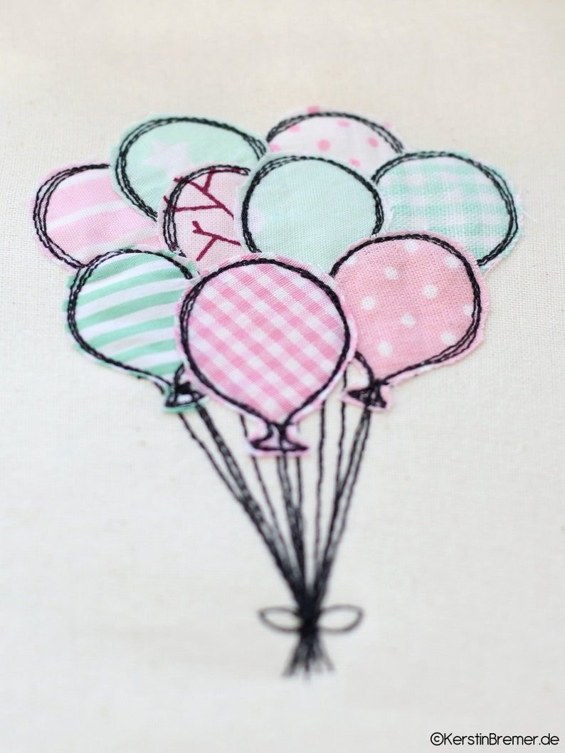 Jesse C. Mault file balloon 13x18 5x7 set 2 doodle applique  etsy
