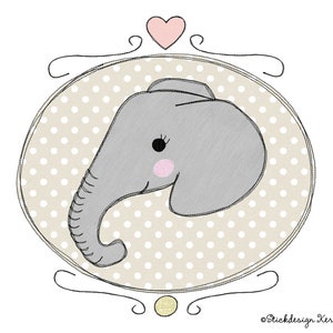 Embroidery file elephant button 10x10 4x4 Doodle application embroidery pattern image 1