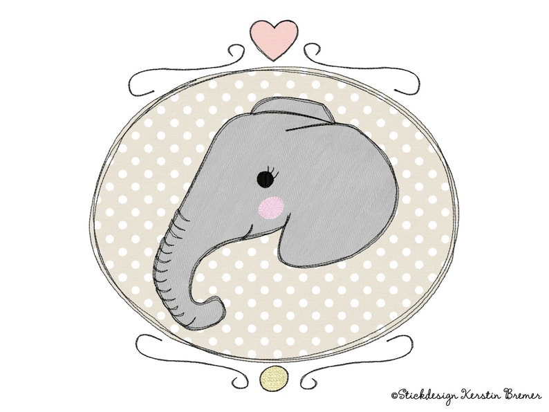 Stickdatei Elefant Button 10x10 4x4 Doodle Applikation Stickmuster Bild 1