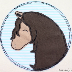 Embroidery File Horses Button 10x10 (4x4) Doodle Applique Embroidery Pattern - Horse, Pony