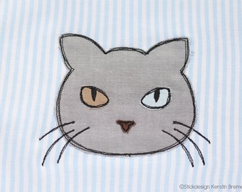 Embroidery file cat 10x10 (4x4) doodle applique embroidery pattern kitten