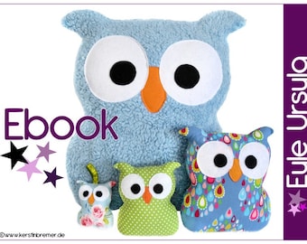 Owl sewing pattern with sewing instructions