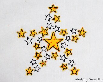 Fichier de broderie Star 10x10 (4x4) Doodle Application Motif de broderie