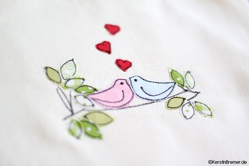 Stickdatei Vogel in Love Set 10x10 4x4 Doodle Applikation Stickmuster Bild 3