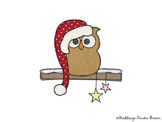 Stickdatei Nikolaus Eule 10x10 Doodle