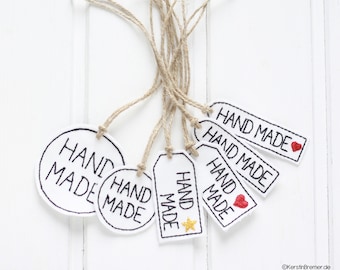 ITH Embroidery File Handmade Pendant Set | In the Hoop embroidery pattern gift tags handmade, self-made, handwork,