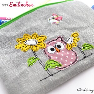 Embroidery file owl with flowers 10x10 embroidery frame owls doodle application embroidery pattern image 3