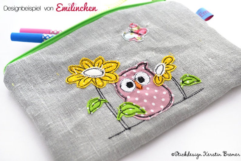 Embroidery file owl with flowers 10x10 embroidery frame owls doodle application embroidery pattern image 3