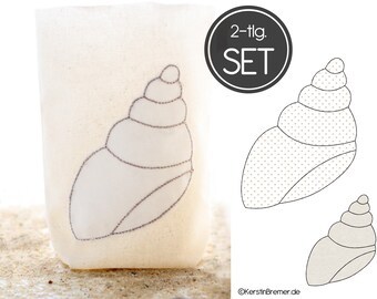 Embroidery File Shell Set 10x10 (4x4) Doodle Application - Tower Snail, Sea Shell