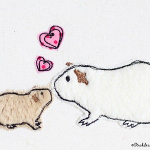 Embroidery file guinea pig Love 10x10 (4x4) Doodle application Embroidery pattern for embroidery machines, baby guinea pig with mom and heart
