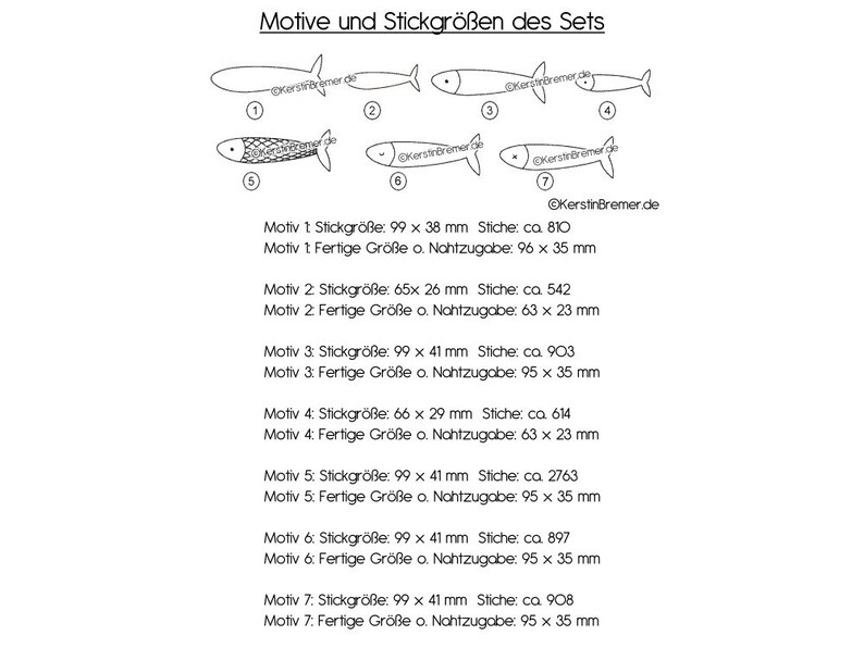 ITH Stickdatei Fische Set 10x10 4x4 Anhänger, Dekoration, Dekostecker, Girlande Stickmuster Bild 8