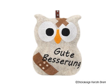 ITH Embroidery File Owl Good Recovery 13x18 (5x7) Owl Embroidery Pattern - Pendant, Pocket Tree, Gift, Comforter, Bump Owl