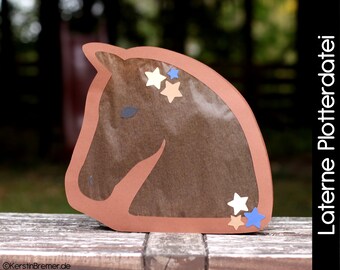 Horse lantern SVG DXF plotter file with craft instructions for download, make St. Martin's lantern template, lantern festival, children's lantern