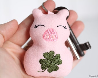 ITH embroidery file lucky pig 10x10 (4x4) embroidery pattern pig, lucky charm, pendant, key ring, mobile, stuffed animal, bag dangling,