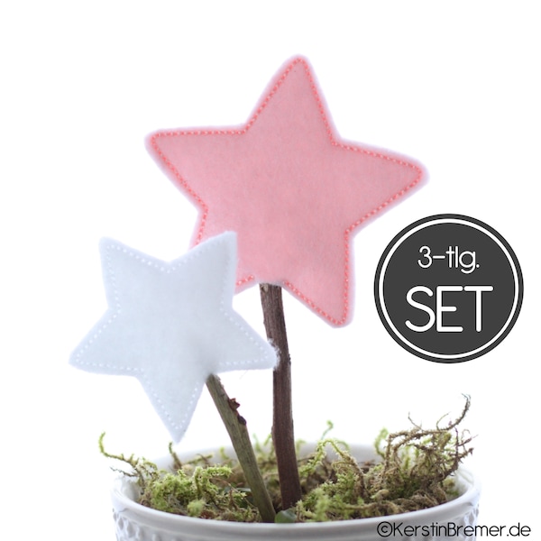 ITH embroidery file star set 10x10 - decorative plugs, flower plugs, garden plugs, cake topper