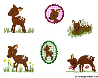 Embroidery File Deer Emily 10x10 (4x4) Set - 6 Stitch, Full Embroidery Design - Rehkitz, Kitz