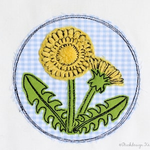 Embroidery File Dandelion Button 10x10 (4x4) Doodle Applique Embroidery Pattern - Flower, Pusteblume,