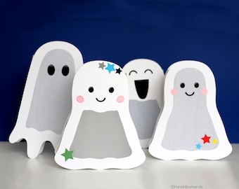 Linterna fantasma SVG DXF archivo de trazador con instrucciones de artesanía para descargar, hacer plantilla de linterna fantasma de Halloween San Martín