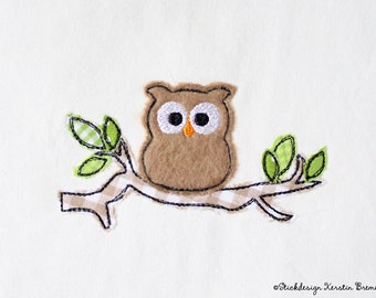 Embroidery file owl on branch 10x10 (4x4) Doodle application embroidery pattern