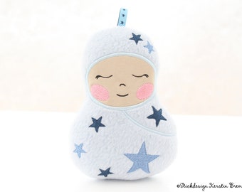 ITH Borduurbestand Baby met sterren 13x18 In de hoepel Embroidery Machine Borduurwerk Design Baby Doll Borduurwerk Design Rag Doll