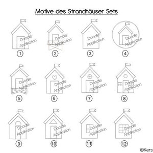 Stickdatei Strandhaus Set 13x18 5x7 Maritime Doodle Applikation Stickmuster Bild 2