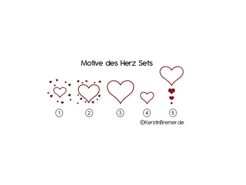 Stickdateien Set Herz 10x10 4x4 5 Applikation Stickmuster Bild 2