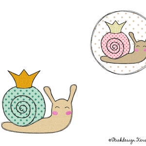Embroidery file snail with crown set 10x10 (4x4) Doodle application embroidery pattern