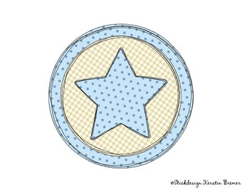 Embroidery file Star Button 13x18 (5x7) Doodle Application Embroidery Pattern