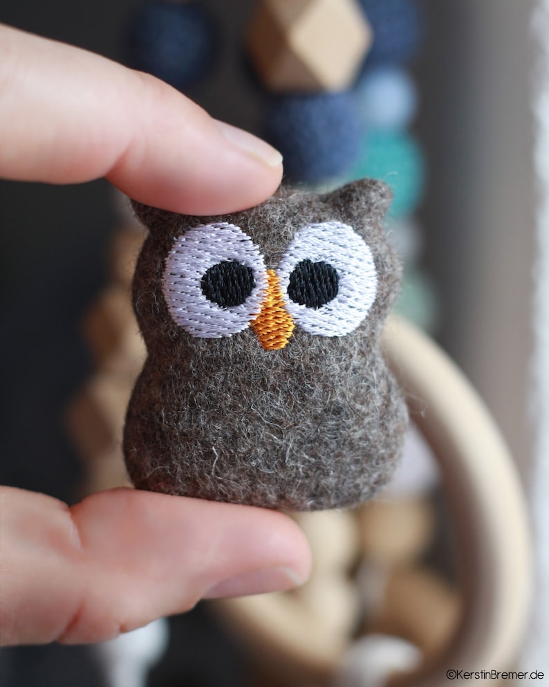 ITH embroidery file mini owl pendant image 2