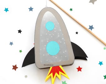 Rocket Lantern Craft Template PDF | Children's Lantern Craft Kit for St. Martin's Day - Printable Spaceship Template DIY