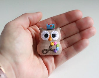 ITH embroidery file mini owl rattle 10x10 (4x4) baby owl embroidery pattern pendant, bag pendant, key ring