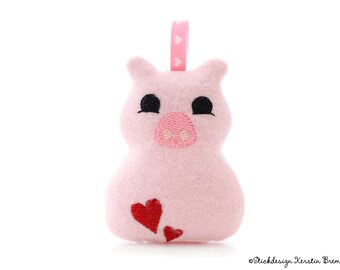 ITH Embroidery File Pig 10x10 (4x4) - Pendant, Keychain, Mobile, Stuffed Animal & Lucky Charm