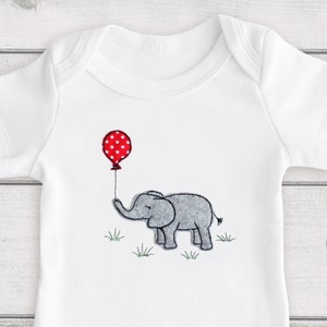 Stickdatei Elefant mit Luftballon Niedliches Elefantenbaby Doodle Applikation Stickmuster Stickdesign für Kinder & Erwachsene Bild 1