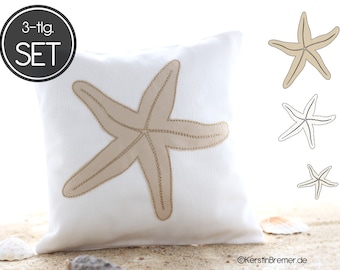 Embroidery file starfish set 18x30 frame - maritime embroidery motifs - doodle application embroidery pattern for summer, beach & sea decoration