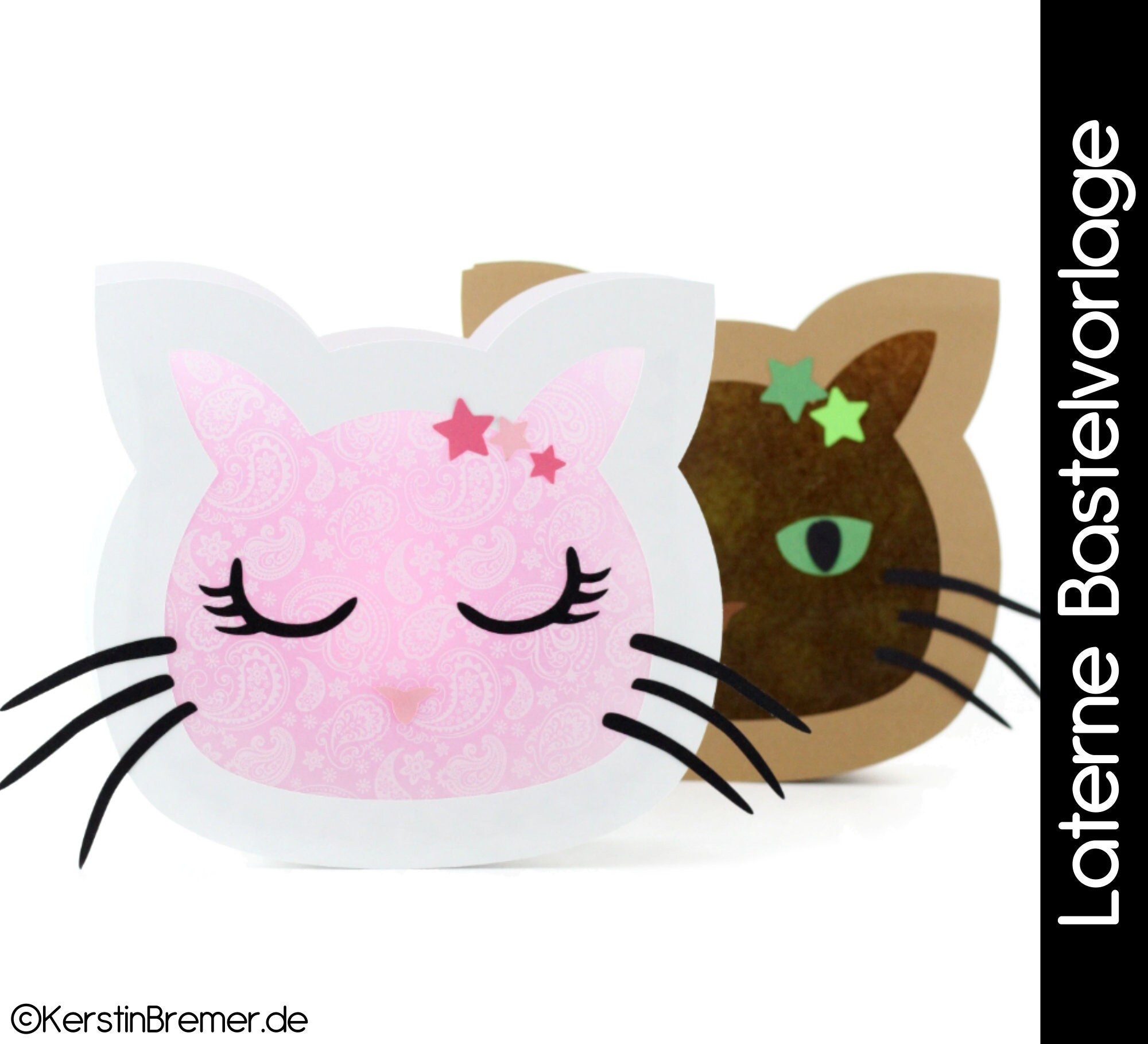 Katzen Laterne •  Bastelvorlage inkl. Bastelanleitung zum Download • …