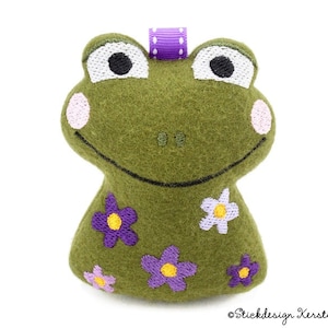 ITH embroidery file frog with flowers 10x10 (4x4) - embroidery pattern trailer, soft toy, cuddly toy, decoration