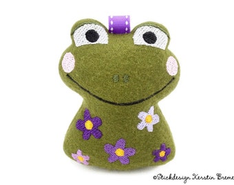 ITH embroidery file frog with flowers 10x10 (4x4) - embroidery pattern trailer, soft toy, cuddly toy, decoration