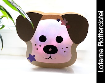 Dog Lantern SVG DXF plotter file with crafting instructions for download, St. Martin's lantern template, St. Martin's Day craft, lantern festival, children's lantern