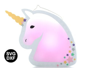 Unicorn lantern SVG DXF plotter file with craft instructions for download • Make St. Martin's lantern template, lantern festival, DIY children's lantern