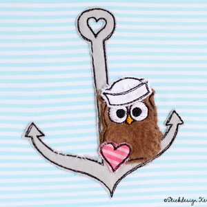 Embroidery File Anchor Owl 10x10 (4x4) Doodle Application Embroidery Pattern